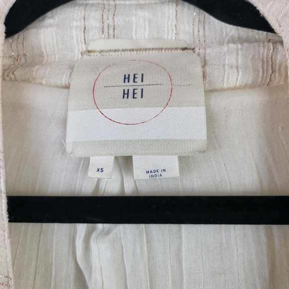 HEI HEI Anthropologie gauzy metallic thread lined Kimono Jacket XS Oversized - Picture 5 of 9